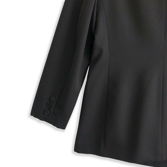 ***SOLD***Vintage Black Wool Double-Breasted Oversized Blazer: Timeless Elegance - Picture 5 of 8